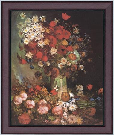 framed  Vincent Van Gogh Vase wtih Poppies,Cornflowers,Peonies and Chrysanthemums (nn04), Ta3078-1